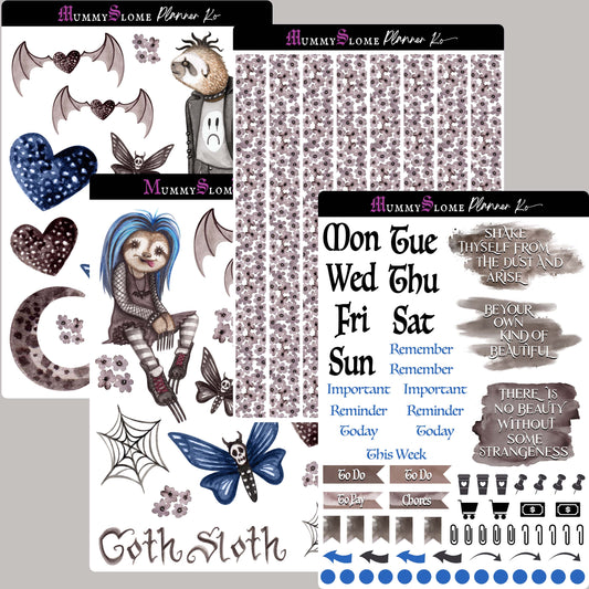 Goth Sloth Love Sticker Kit